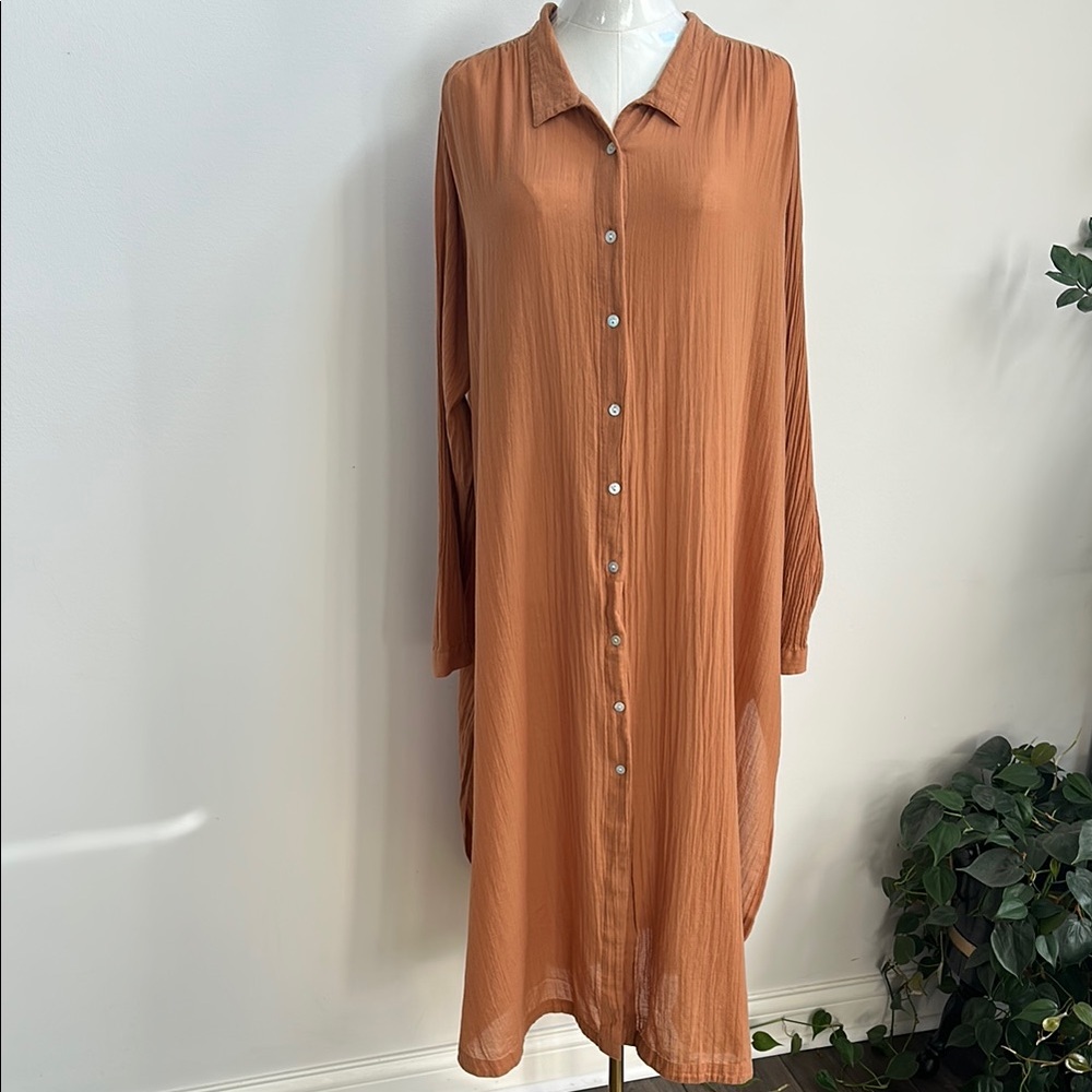 J. Jill Rust Button-Front Maxi Dress